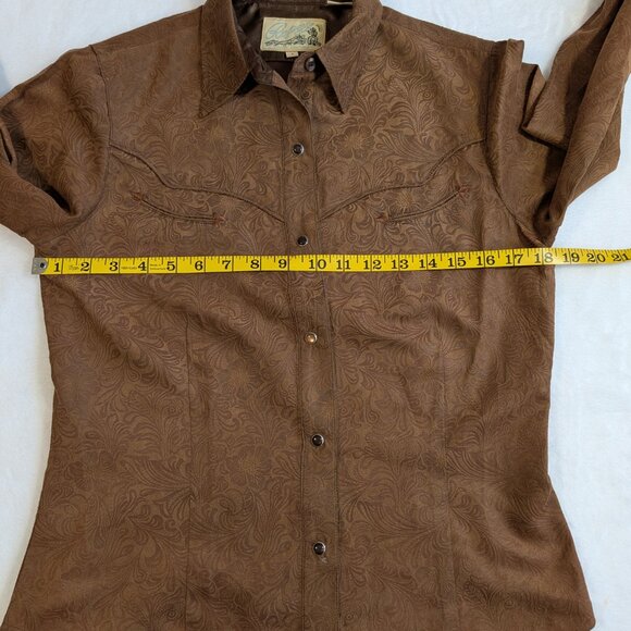Vintage Western Roper Shirt Paisley Microsuede Pearl Snap Women Small Embossed - Picture 8 of 11
